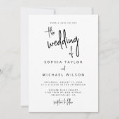 Modern Hand Lettering Script Zwart Wit Bruiloft Kaart (Voorkant)