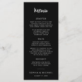 Modern Hand Lettering Script Zwart Wit Bruiloft Menu (Voorkant)