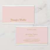 Modern Hand Script Blush Pink Gold Sjabloon Trendy Visitekaartje (Voorkant / Achterkant)