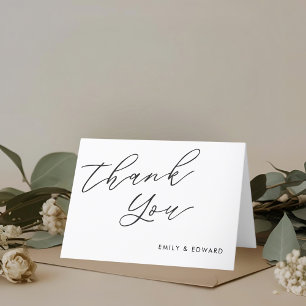 Modern Hand Script Folded Wedding Bedankkaart