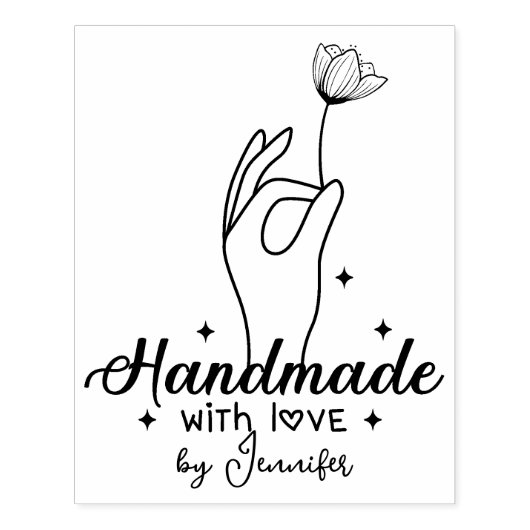 Modern Handgemaakt door (aangepaste naam), Groot Rubberstempel (Afrduk)