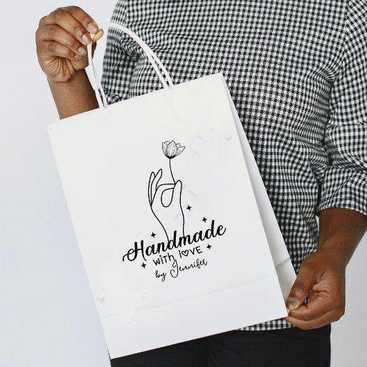 Modern Handgemaakt door (aangepaste naam), Groot Rubberstempel