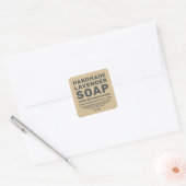 Modern handgemaakt lavender Soap Kraft Paper Vierkante Sticker (Envelop)