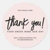 Modern handgemaakt met liefde dank je wel ronde sticker (Voorkant)