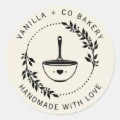Modern handgemaakt met liefde whisky bakkerij bedr ronde sticker (Voorkant)