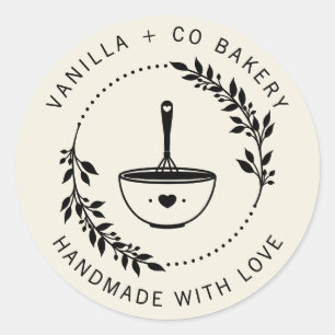 Modern handgemaakt met liefde whisky bakkerij bedr ronde sticker