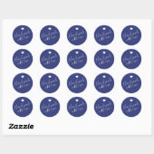 Modern handgemaakt met liefdesscript marineblauw h ronde sticker (Vel)