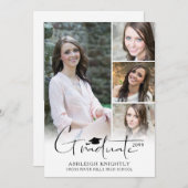 Modern handgeschreven Afstuderen Pet 5 foto's Aankondiging (Voorkant / Achterkant)