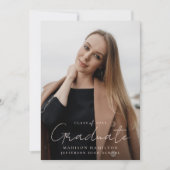 Modern Handgeschreven Blush Script 2 Foto Afstuder Kaart (Voorkant)