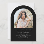 Modern handgeschreven boog foto Afstuderen Kaart (Achterkant)