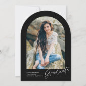 Modern handgeschreven boog foto Afstuderen Kaart (Voorkant)
