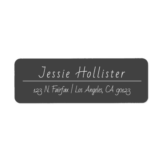 Modern handgeschreven | Donkergrijs retouradres Etiket (Voorkant)