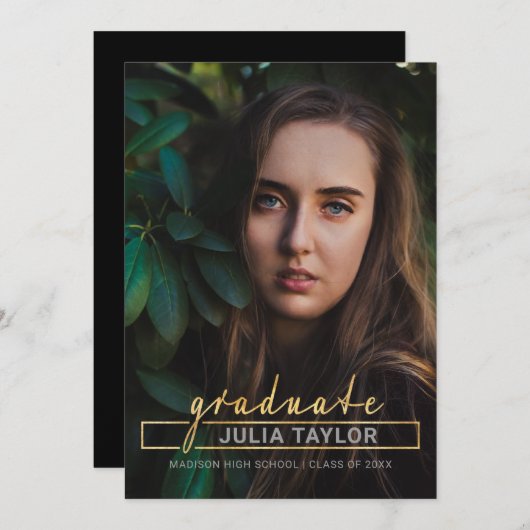 Modern handgeschreven Luxurious Gold Photo Afstude Aankondiging