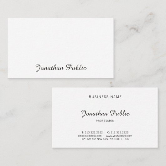 Modern handgeschreven naamschrift Eenvoudige Sjabl Visitekaartje (Voorkant / Achterkant)