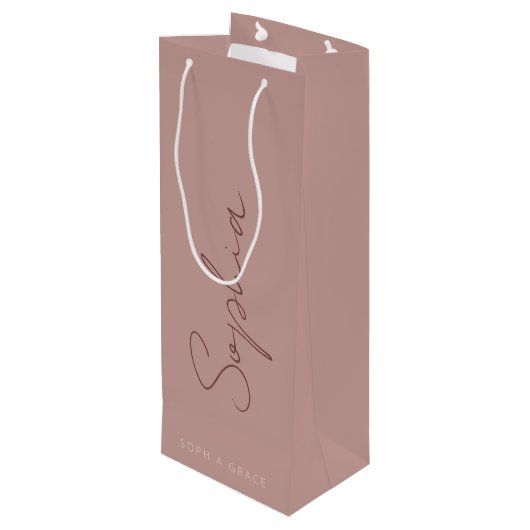 Modern handgeschreven Roos voor handgeschreven scr Wijn Cadeautas (Achterkant Gekanteld)