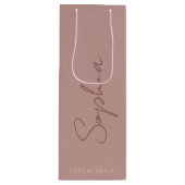 Modern handgeschreven Roos voor handgeschreven scr Wijn Cadeautas (Voorkant)