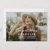 Modern handgeschreven script 2-foto Afstuderen Aankondiging (Voorkant)