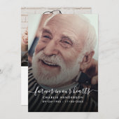 Modern handgeschreven script 2-foto begrafenis/doo bedankkaart (Voorkant / Achterkant)