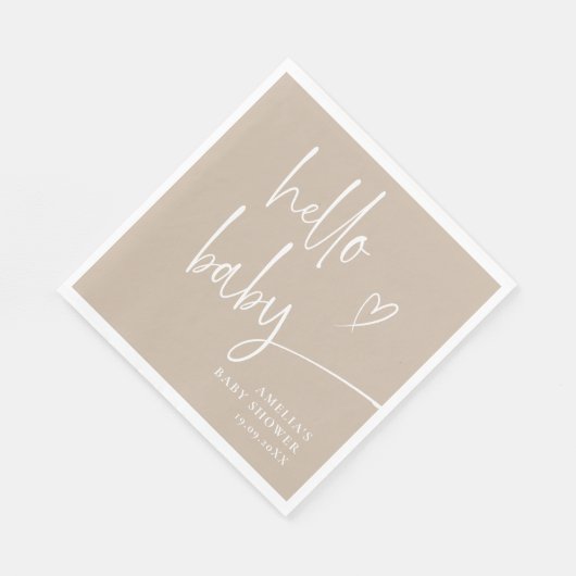 Modern handgeschreven script Baby shower Servet (Hoek)