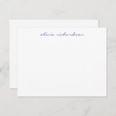 Modern handgeschreven script chic Dark Paars Viole Notitiekaartje (Voorkant / Achterkant)