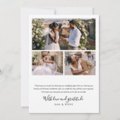 Modern handgeschreven script en 4 foto's bruiloft bedankkaart (Achterkant)