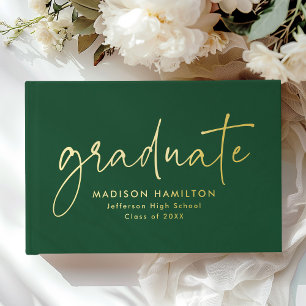 Modern handgeschreven script Green Photo Afstudere Gastenboek