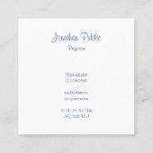 Modern Handgeschreven Script Naam Blauw Sjabloon Vierkante Visitekaartje (Achterkant)