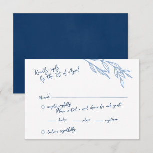 Modern Handgeschreven Script RSVP Cards Blauw