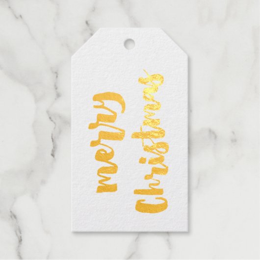 Modern handgeschreven script, vrolijk kerstgoud cadeaulabels (Voorkant)