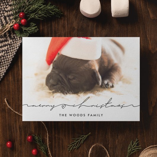 Modern handgeschreven script Vrolijke kerstfoto Feestdagenkaart