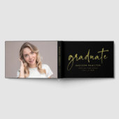 Modern handgeschreven script zwart foto Afstuderen Gastenboek (Volledig)