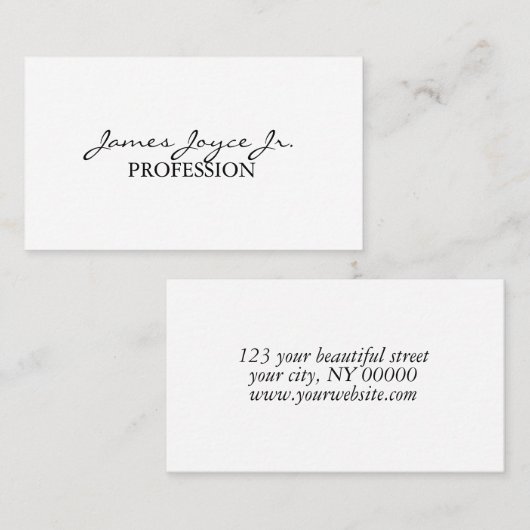 Modern handgeschreven stijlvol | Aangepast tekstmi Visitekaartje (Voorkant / Achterkant)