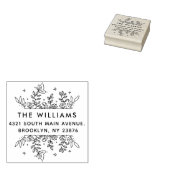 Modern Handgetekend Bladeren Frame Retouradres Rubberstempel (Gestempeld)