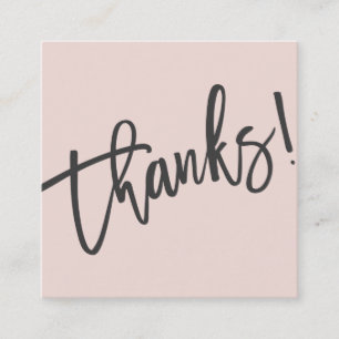 MODERN HANDLETTERED bedankt trendy blush roze zwar Vierkante Visitekaartje