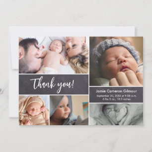 Modern Handlettered Photo Collage Baby shower Bedankkaart