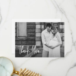 Modern Handlettering Custom Photo Baby shower Bedankkaart