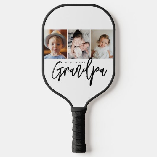 Modern Handlettering World's Best Grandpa Photos Pickleball Paddle (Voorkant)