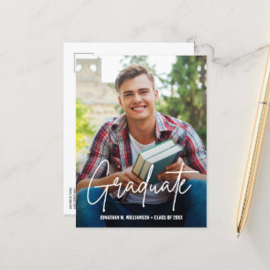 Modern handletterscript Afstuderen aangepaste foto Aankondigingskaart