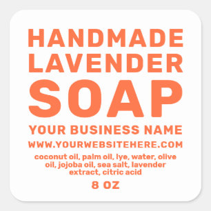 Modern Handmade Lavender Soap Oranje White Vierkante Sticker