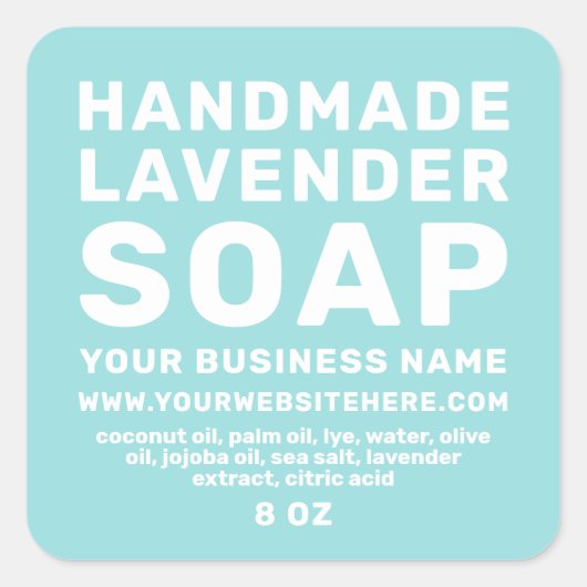 Modern Handmade Lavender Soap Turquoise Blue Vierkante Sticker (Voorkant)