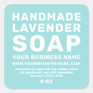Modern Handmade Lavender Soap Turquoise Blue Vierkante Sticker