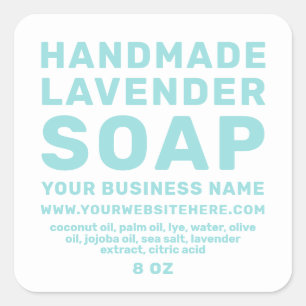 Modern Handmade Lavender Soap Turquoise Blue White Vierkante Sticker