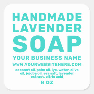 Modern Handmade Lavender Soap Turquoise Blue White Vierkante Sticker