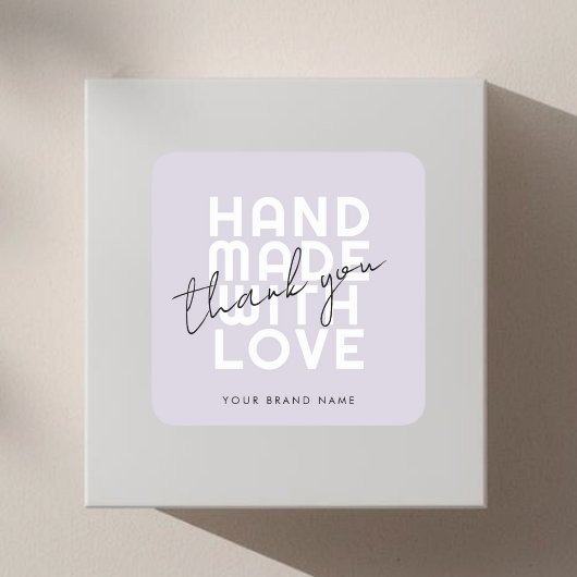 Modern handmade with love thank you vierkante sticker