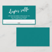 Modern Handschrift Blauwgroen Luier Raffle Ticket Informatiekaartje (Voorkant / Achterkant)