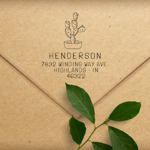 Modern handschrift Cactus familie retour adres Rubberstempel