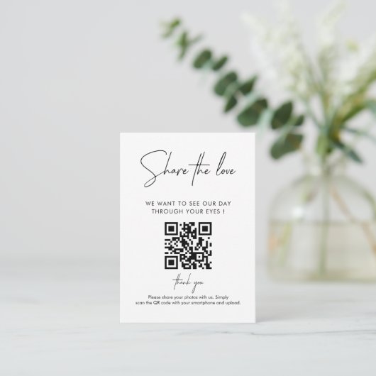 Modern handschrift Capture the Love QR-code Informatiekaartje (Staand voorkant)