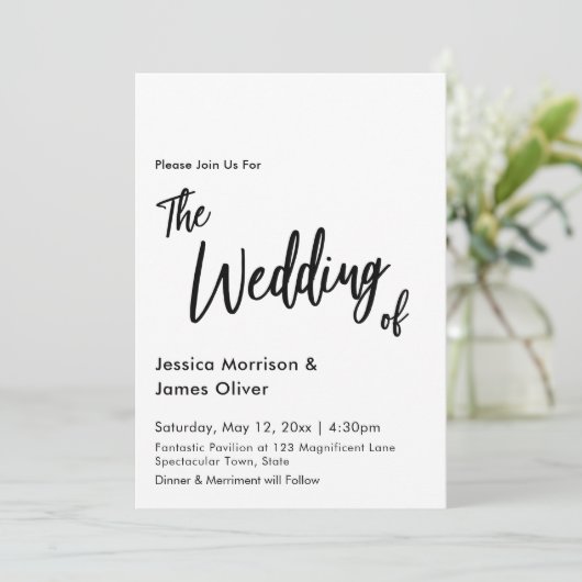 Modern handschrift Eenvoudige huwelijksuitnodiging Kaart (Staand voorkant)