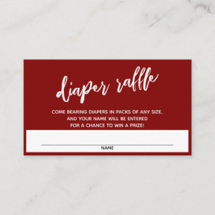 Modern Handschrift Maroon Luier Raffle Ticket Informatiekaartje
