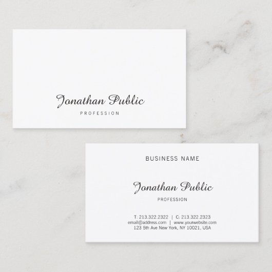 Modern Handschrift Naam Script Elegante Sjabloon Visitekaartje (Voorkant / Achterkant)
